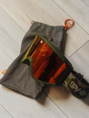 SPY Optics ACE Goggle with Orange Mirror Lens And Camo Adjustable Band W/ Pouch